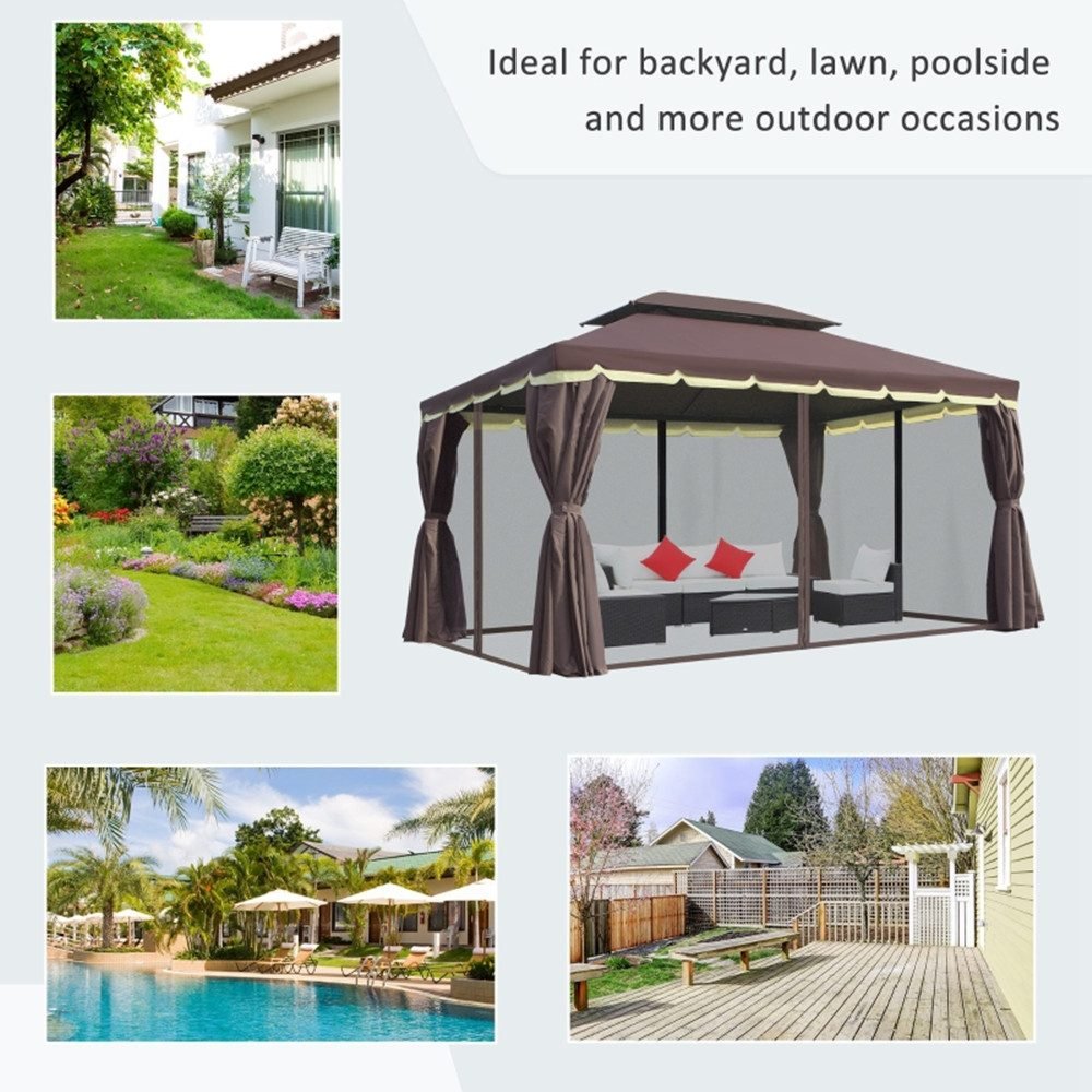 Vaeny 10x13 ft Steel Patio Gazebo – Coffee – view 2