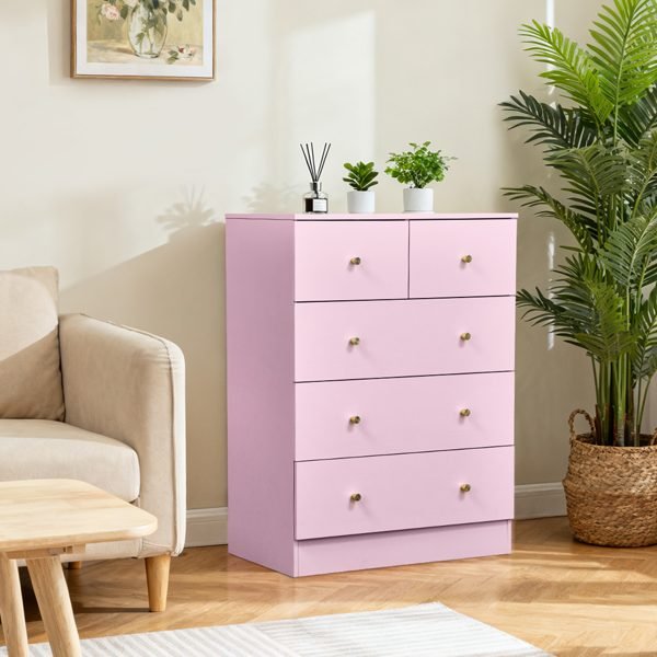 Vaeny 5-Drawer Chest of Drawers, 36 Inch – Gold