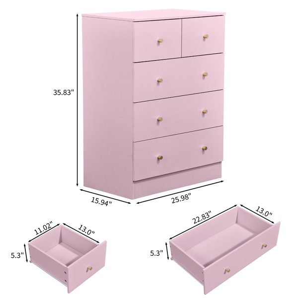 Vaeny 5-Drawer Chest of Drawers, 36 Inch – Gold – view 6