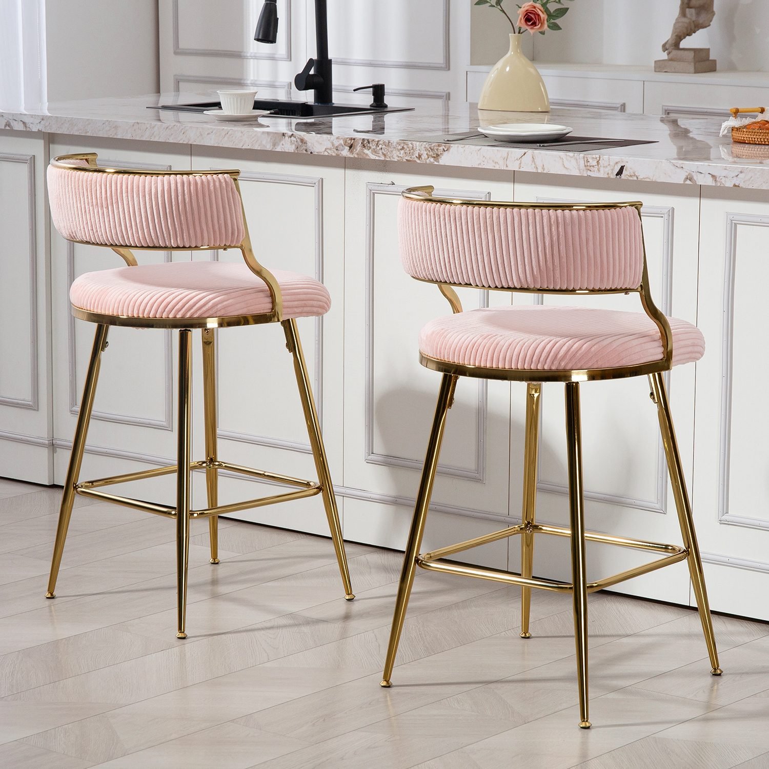 Vaeny 26" Corduroy Counter Stools Set of 2