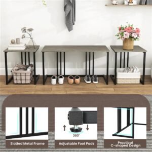 Vaeny 4-Piece Nested Dining Set with Bench and Stools