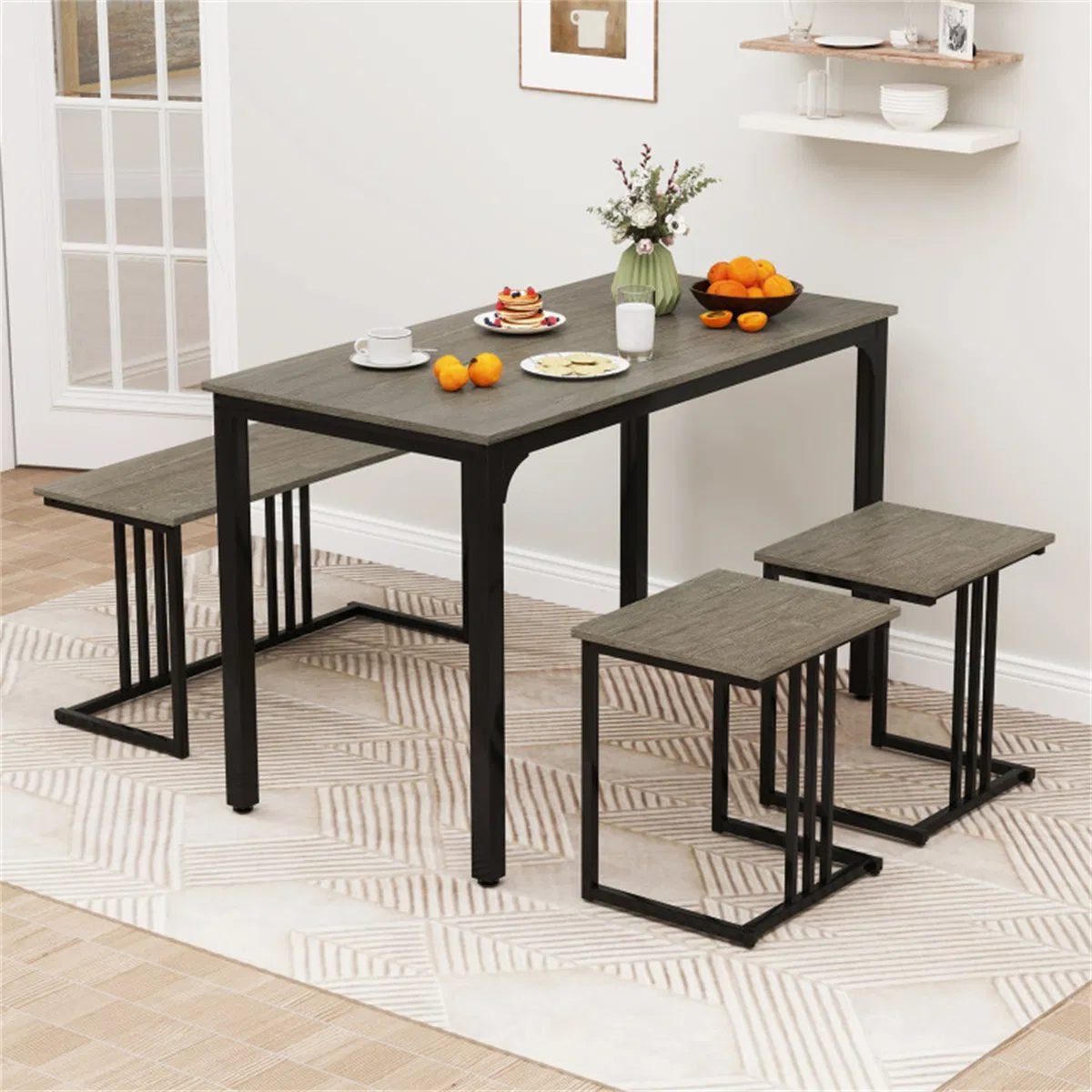 Vaeny 4-Piece Nested Dining Set with Bench and Stools – view 6