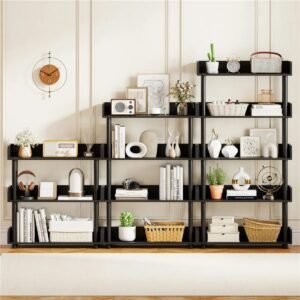 Vaeny 4-Tier Anti-tipping Open Bookcase – Black