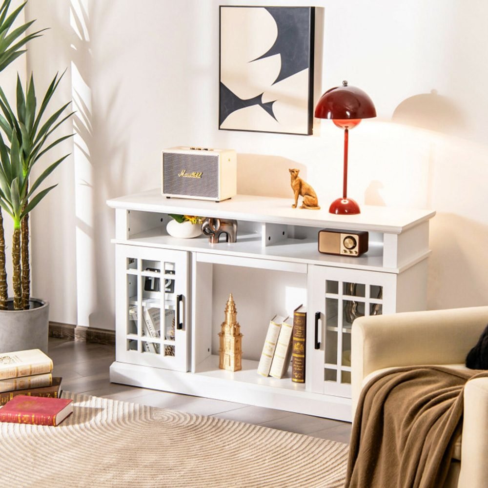 Vaeny 48 Inch Fireplace TV Stand with 18 Inch Fireplace – White – view 2