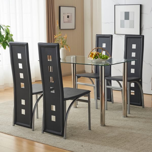 Vaeny 5 Pieces Dining Table Set for 4 – Black – view 6