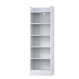 Vaeny 6 Tier Bookshelf Bookcase with Open Shelves Easy – White