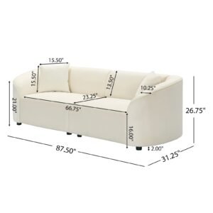 Vaeny 87" Curved Contemporary Sofa – Off-White