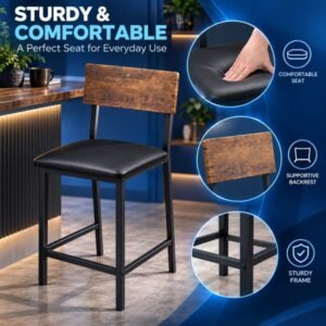 Vaeny Bar Table and Stool Set 1 Table 2 Stools – Brown