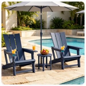 Vaeny Blue Weatherproof HDPE Outdoor Adirondack Chair
