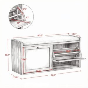 Vaeny Brown Entryway Shoe Storage Bench