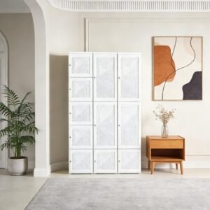Vaeny Entryway Clothes Cabinet Portable Wardrobe Closet – White
