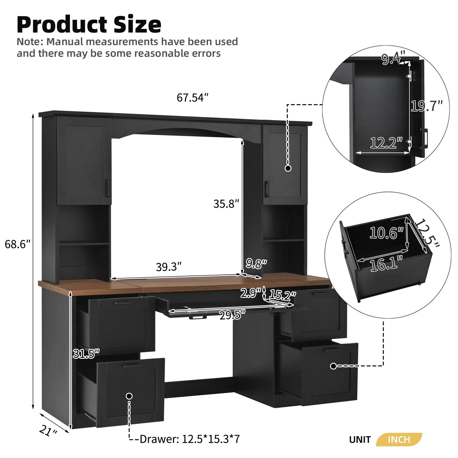 Vaeny Farmhouse Arched Computer Desk – Walnut