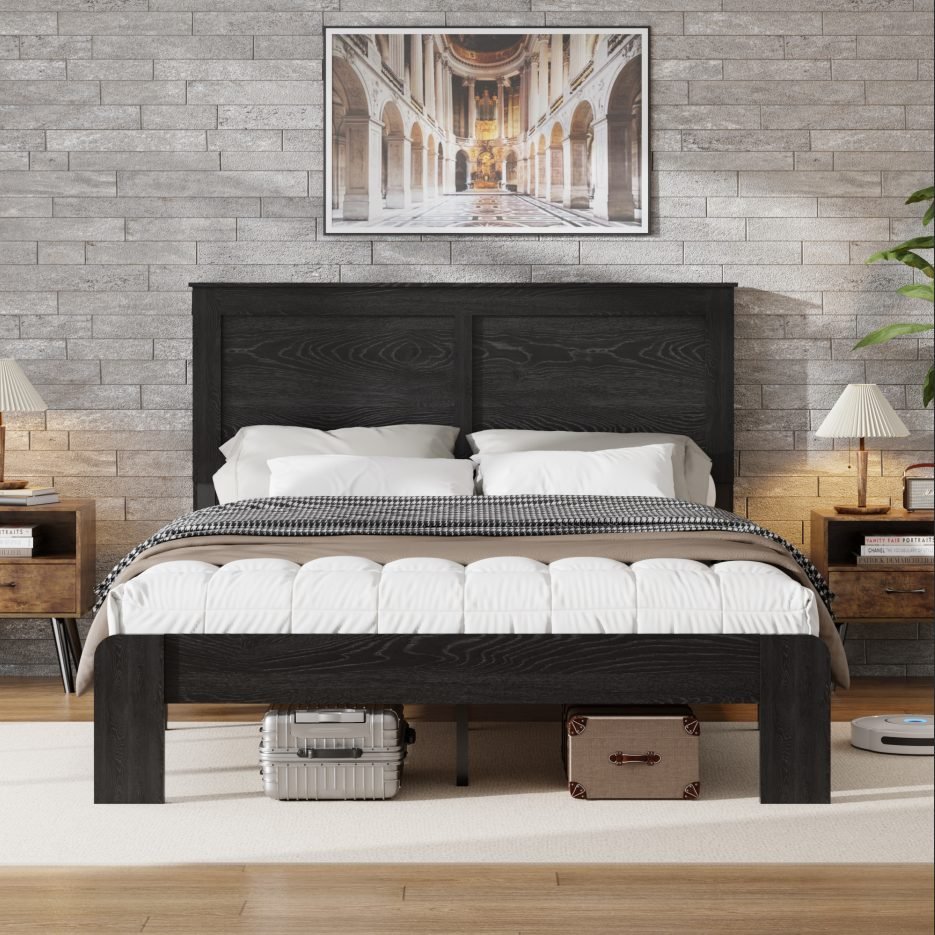 Vaeny King Wood Platform Bed with Underbed Storage – Black – view 2