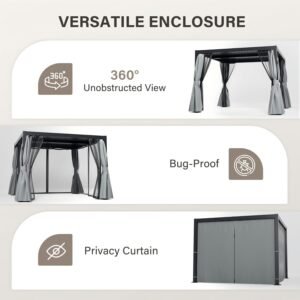 Vaeny Louvered Pergola 10' X 12' – Black