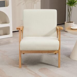 Vaeny Mid-century Modern Accent Chair Retro Fabric – Cream