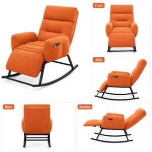 Vaeny Modern Rocking Chair Upholstered Indoor – White