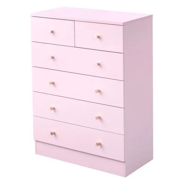 Vaeny Modern Simple 6-Drawer Dresser Pink – view 2