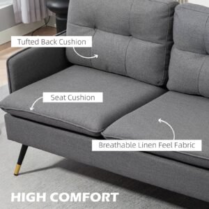 Vaeny Modern Tufted Loveseat with Steel Legs – Grey