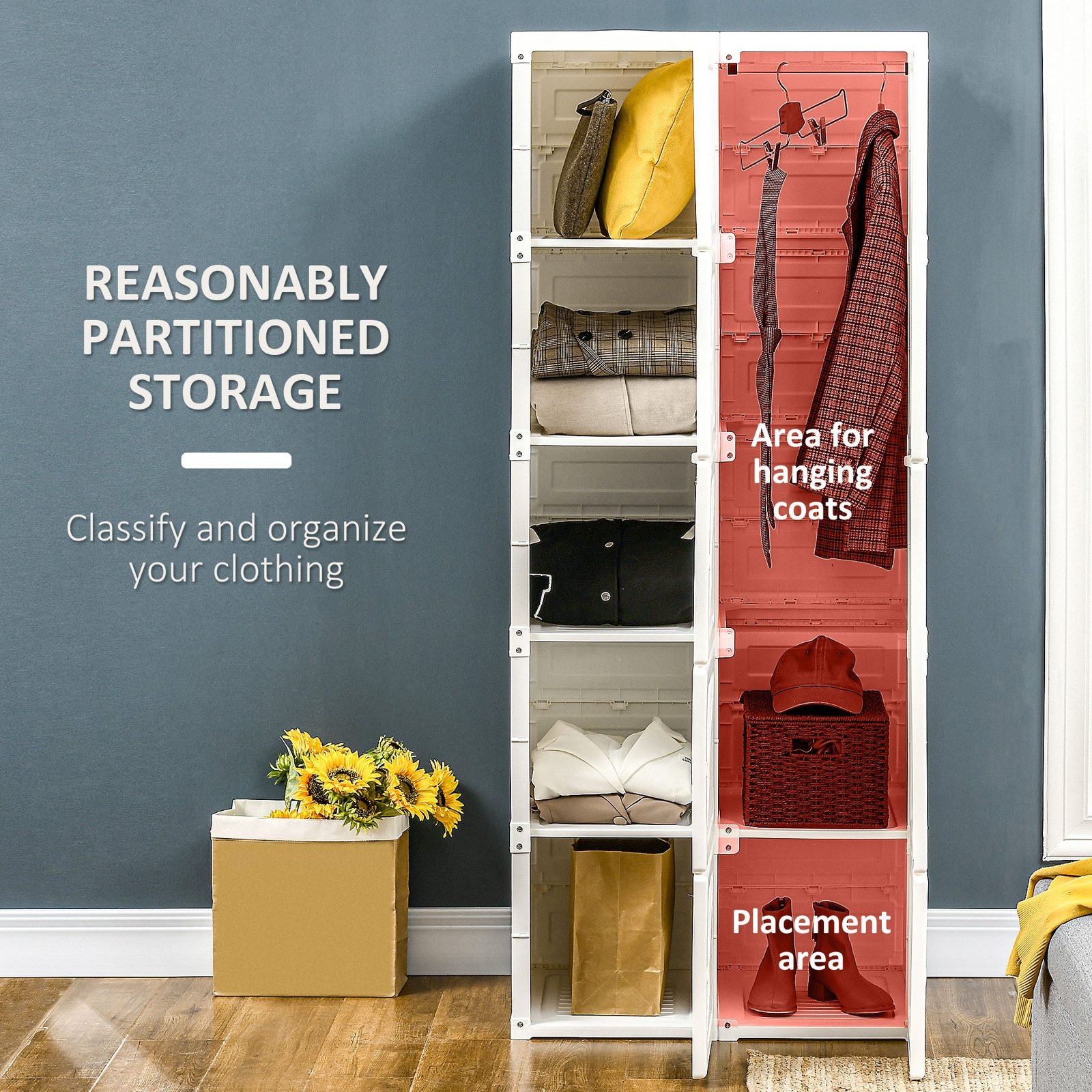 Vaeny Portable Wardrobe Closet Folding Bedroom Armoire – White – view 2