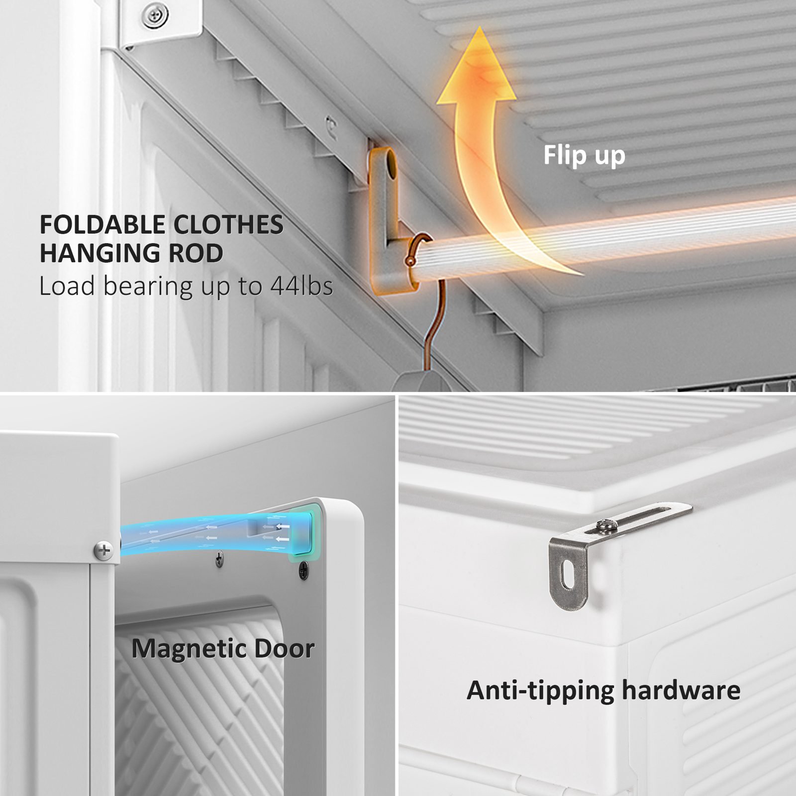 Vaeny Portable Wardrobe Closet Folding Bedroom Armoire – White – view 6