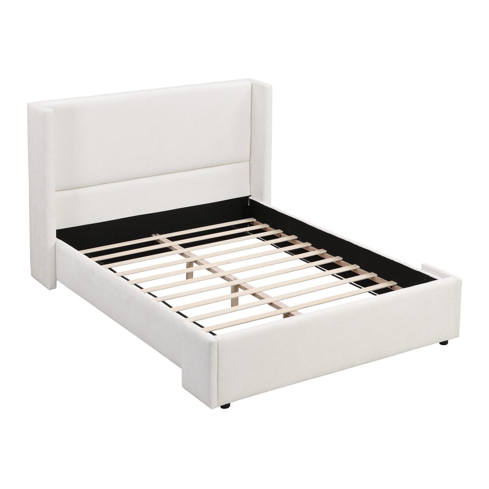 Vaeny Queen Wingback Upholstered Bed – White – view 3
