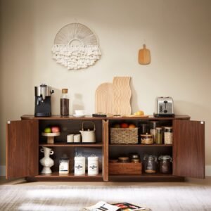 Vaeny Sideboard Storage Cabinet TV Stand – Walnut