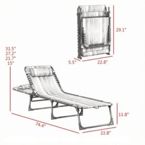Vaeny Striped 2 Folding Outdoor Lounge Chairs