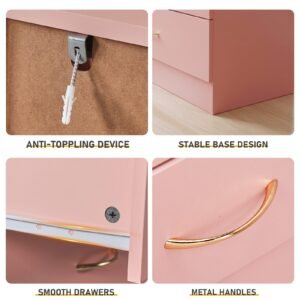 Vaeny Tall 5-Drawer Chest – Blush Pink Melamine Finish