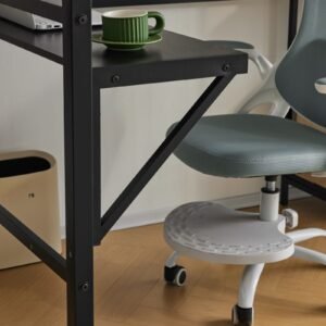 Vaeny Twin Metal Loft Bed with Desk and Shelves