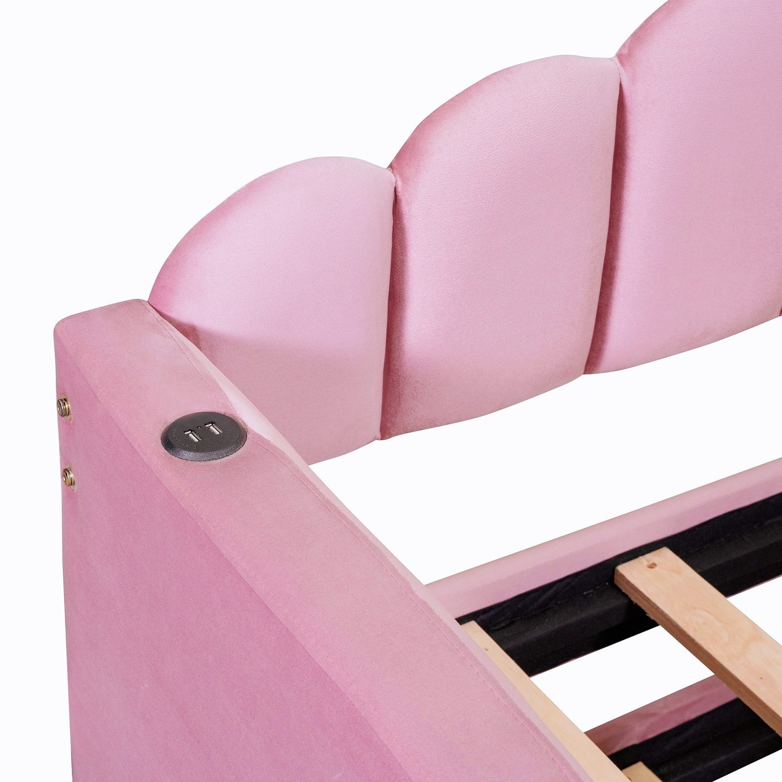 Vaeny Velvet Twin Daybed with Trundle and USB Ports – view 2